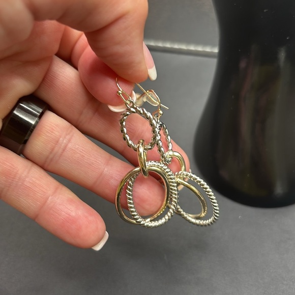 Elegant Two Tone Earrings - Picture 4 of 4